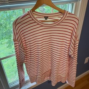 Aerie Cream and Coral Striped Sweater Size Small Long Sleeve